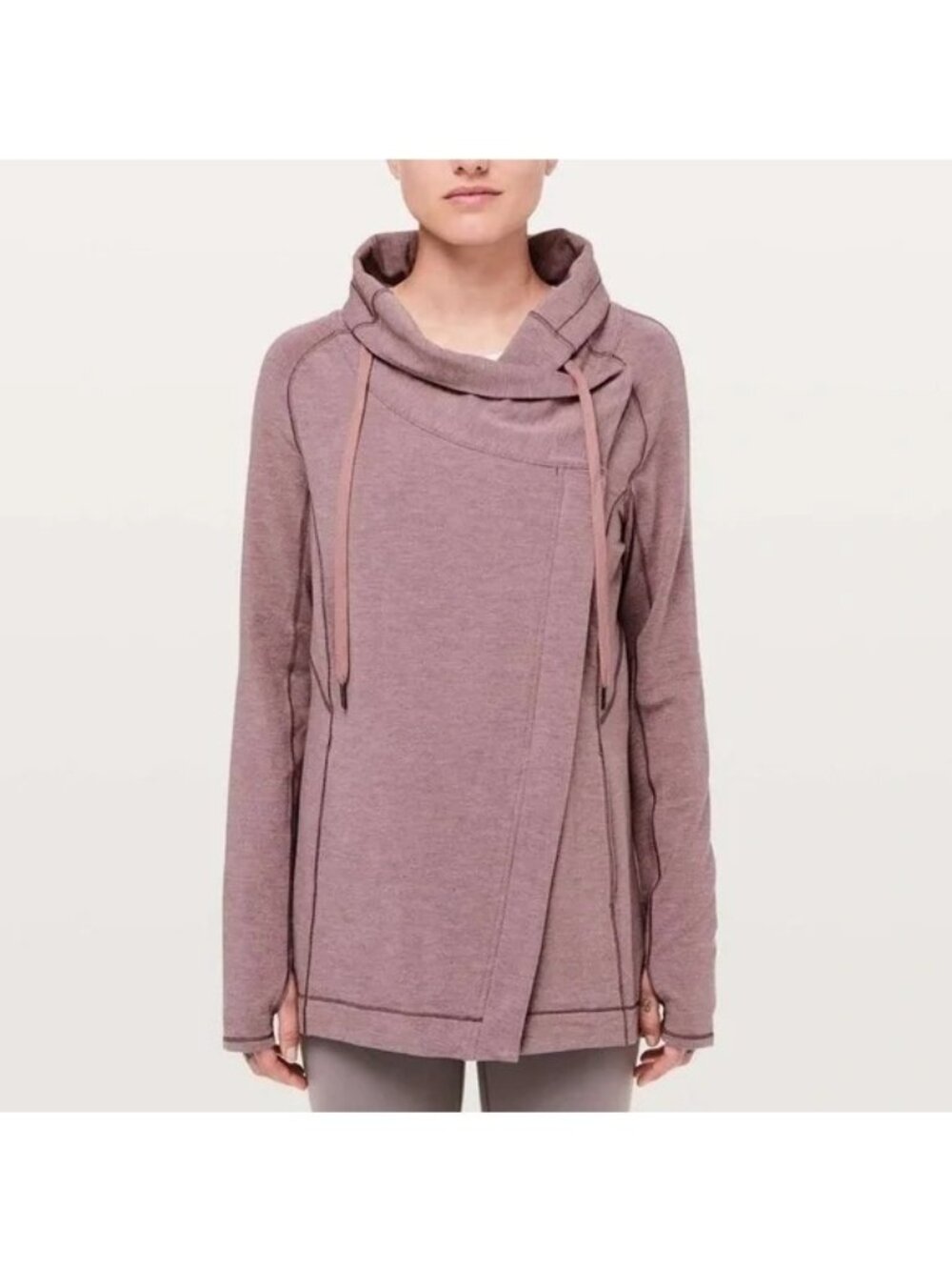 Lululemon Coast Easy Wrap Sweater Size 2 Heathered Misty Merlot Cozy Athleisure